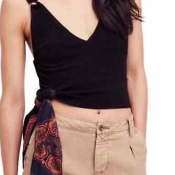 Free People Tops Free People Paisley Pop Cropped Black Tank Top Black Size Small - Picture 3 of 10